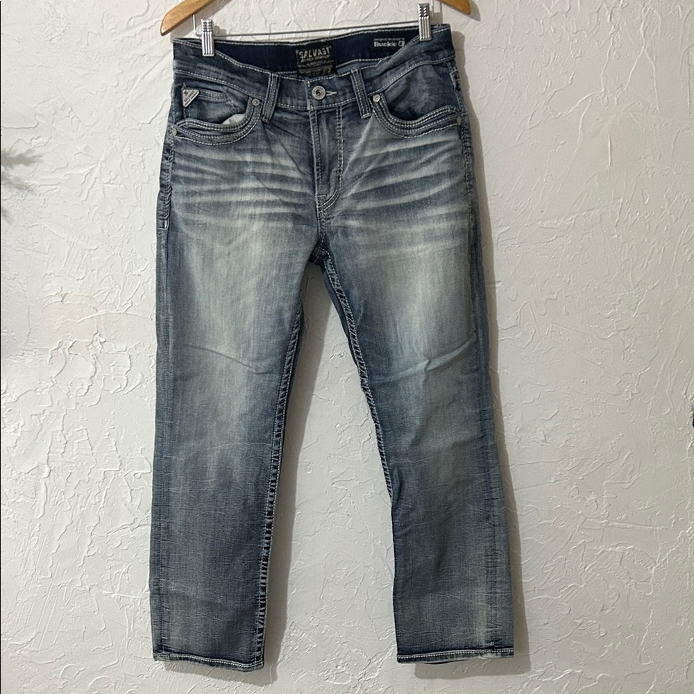 Salvage Men’s Straight Jeans in Washed Blue-Gray